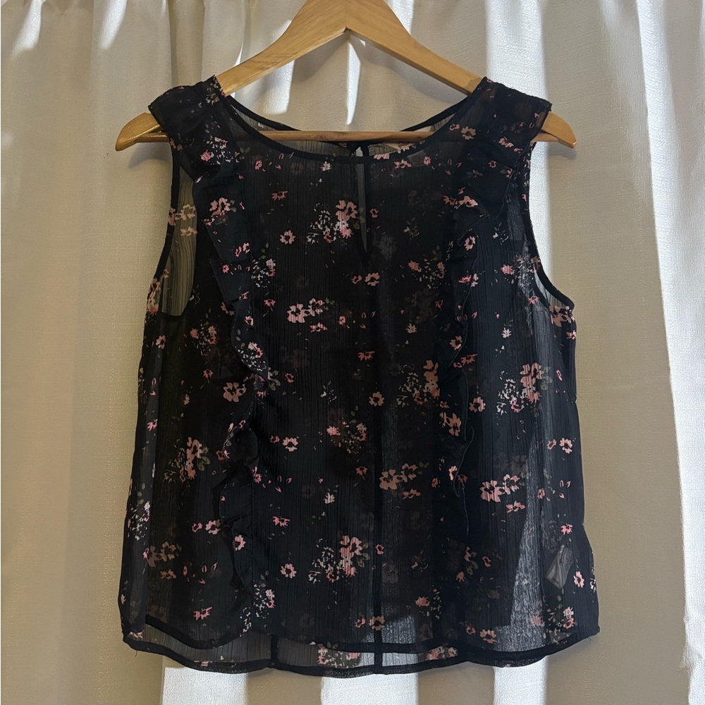 Sheer Black Floral Blouse
